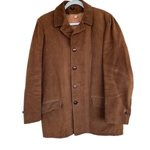 VTG 70s Brown Suede Fur Lined Men Sz 38 WPL 6433 USA Made Chore Barn Ranch Coat